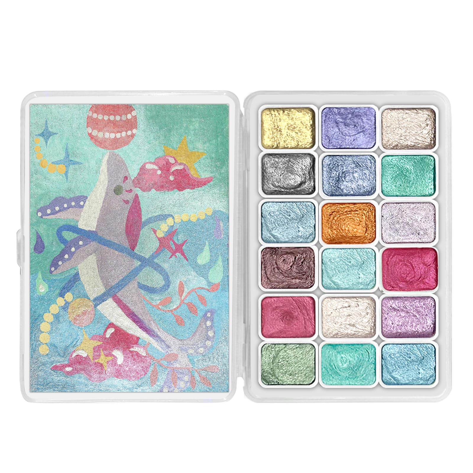 Shifting Watercolor Paint Set - 20 Colors, Metallic & Glitter -12