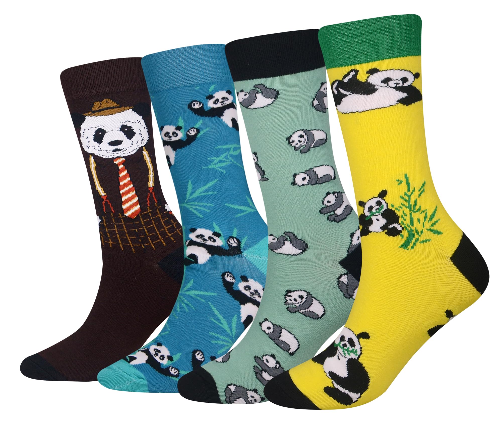 Cansok Men's EUR 42-46 Giant Panda Socks Animal Gift Crazy Novelty Dress Crew Calf Socks (Giant Panda)