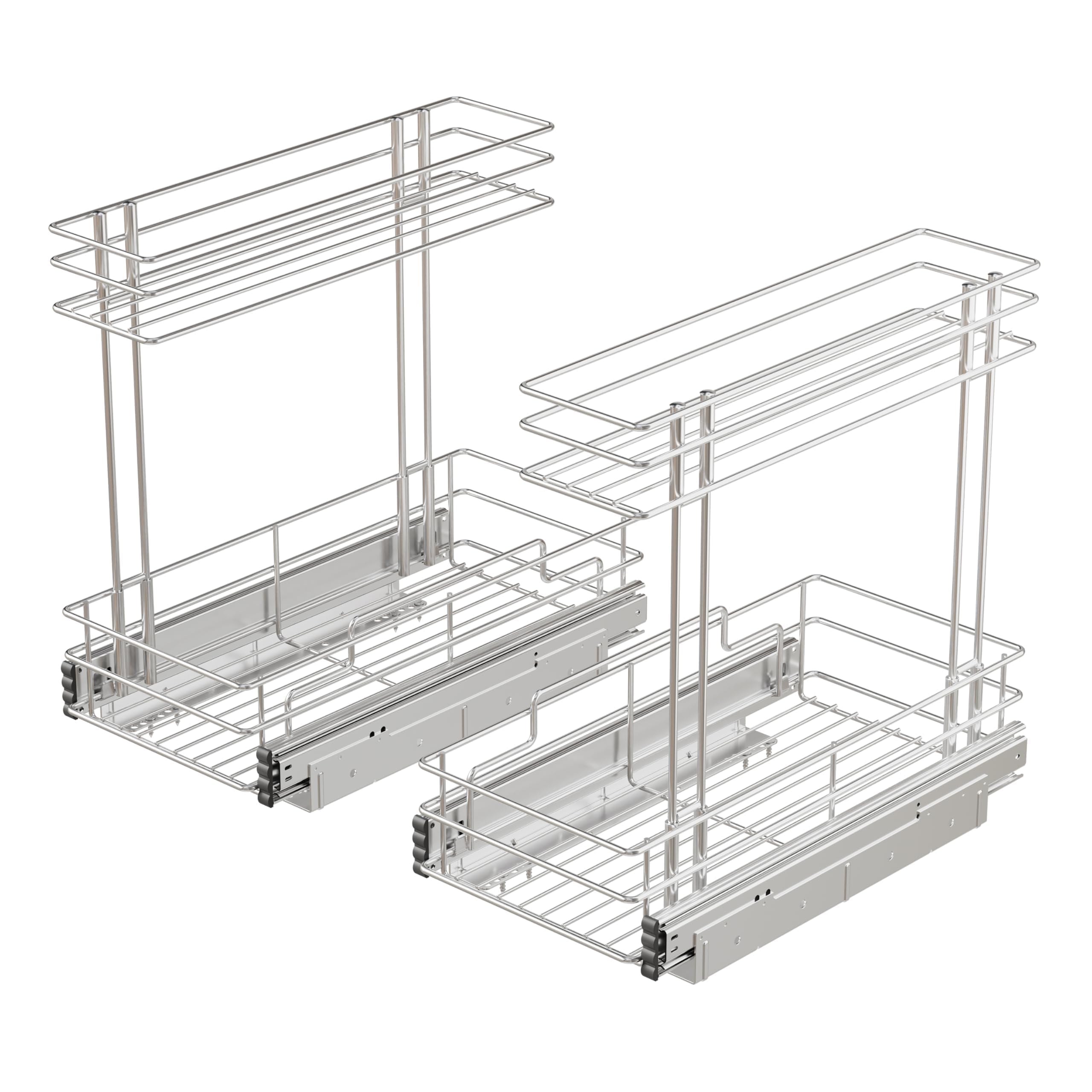 Organizzatore sotto il lavandino 22,9 cm L x 17 D, organizer estraibile per armadietto, 2 ripiani, sotto il lavello scorrevole cromato, organizer per lavello da cucina, bagno, dispensa