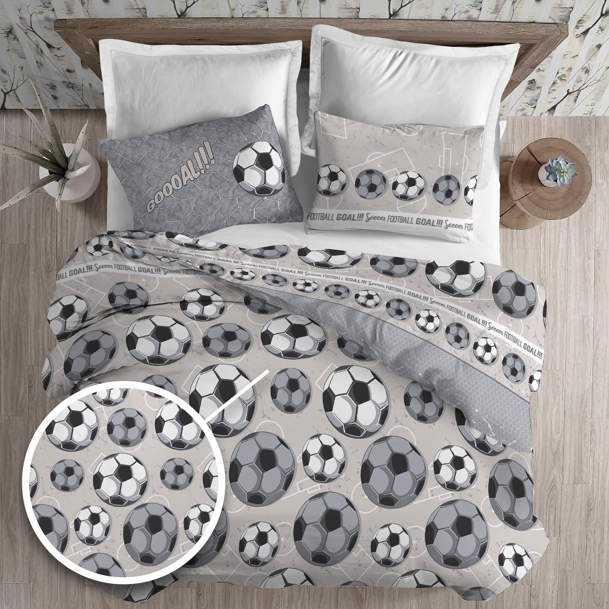 PENSIERI DELICATI 100% Cotton Double Duvet Cover Set, Complete with 250 x 200 cm Bag and 2 Pillowcases 52 x 82 cm - Image 2