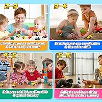 Vista 5 de Juego de vehículos de construcción que se empujan para atrás, de plástico, de 9 piezas, excavadora y camión de residuos, para niños preescolares