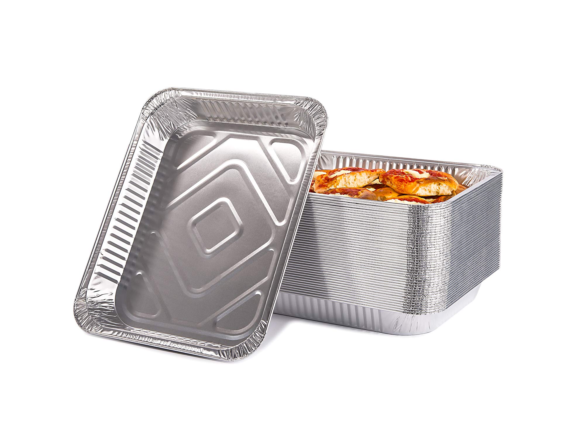 Contital R32G Aluminiumbehälter 8 Portionen | große Einwegschalen | Einwegschalen für Lebensmittel - 50 Stück Profi