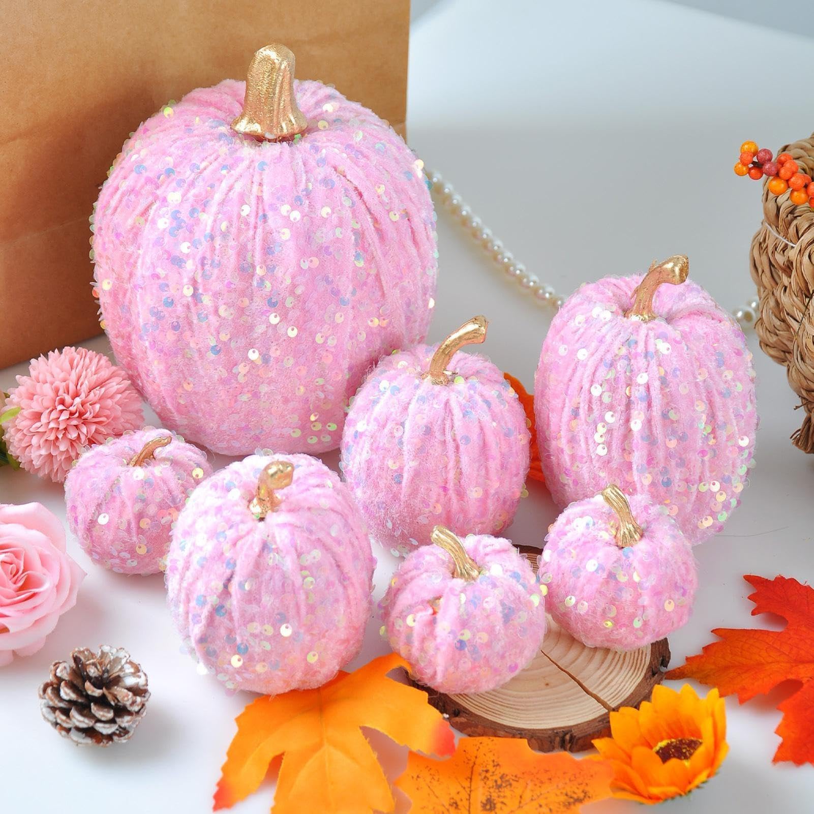 Velluto autunno decorazione artificiale velluto paillettes Figurine