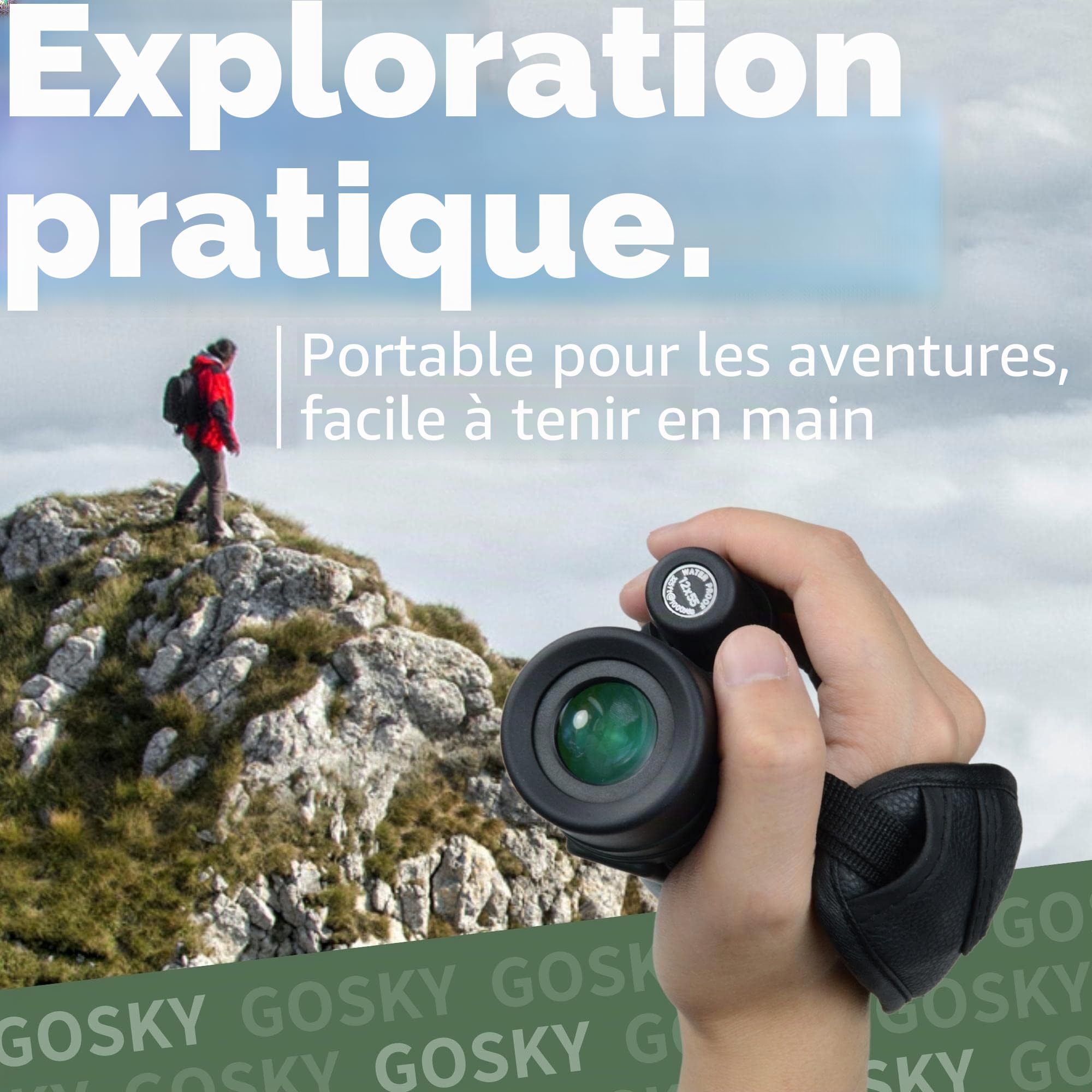 Gosky Télescope Monoculaire, Piper de la Haute Définition 12x55 pour Adultes avec Prisme BAK4 et FMC, Léger avec Adaptateur pour Smartphone Adapté à l'Observation des Oiseaux
