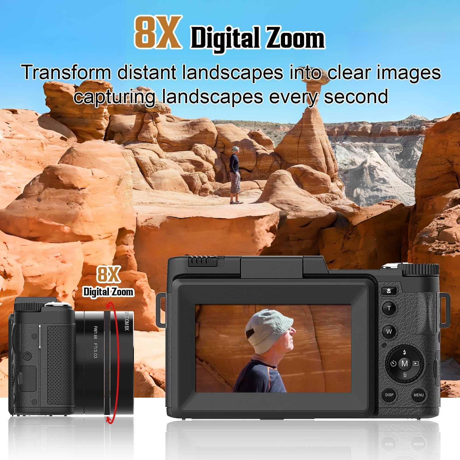 Fotocamere fotografiche, fotocamera digitale 4K 48 Megapixel sensore vlogging avanzate forniture fotografiche multifunzione documentari Vlog personale