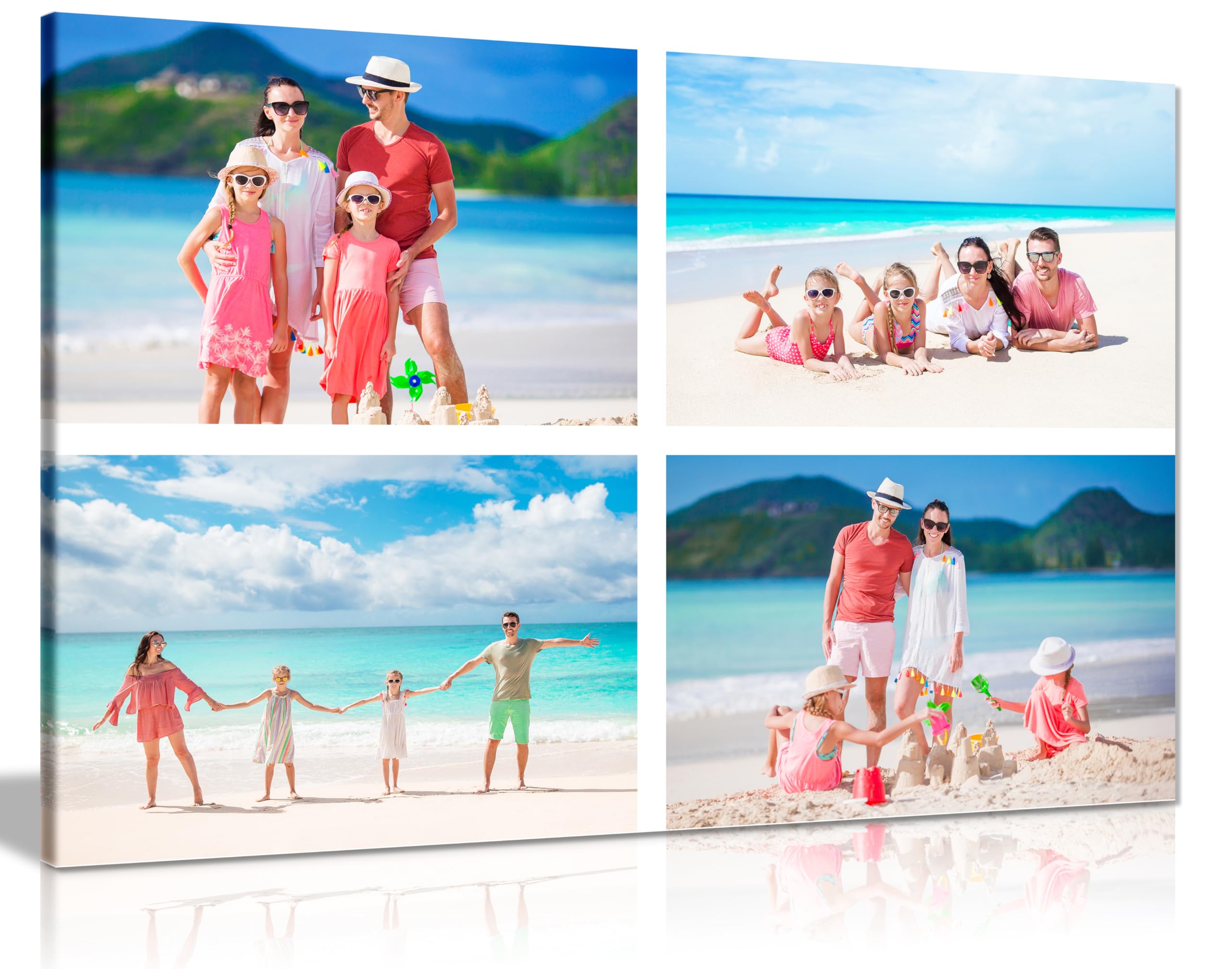 4 Photo Collage Landscape Personalised Canvas Print – Custom Photo Collage Wall Art – Multiple Sizes via “Customise Now” – Custom Printed Gift for Home & Occasions