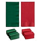 Perfectware 2PLY Christmas Paper Dinner Napkins. Pack of 100CT in Green and Red. 15 x 17 Paper Dinner Napkin Set