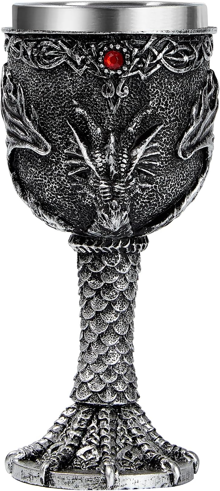 Silver Dragon Goblet,Medieval Stainless Steel Dungeons and Dragons Chalice. Dragon Gift Collectible