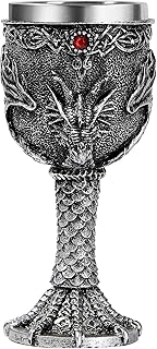 Silver Dragon Goblet,Medieval Stainless Steel Dungeons and Dragons Chalice. Dragon Gift Collectible