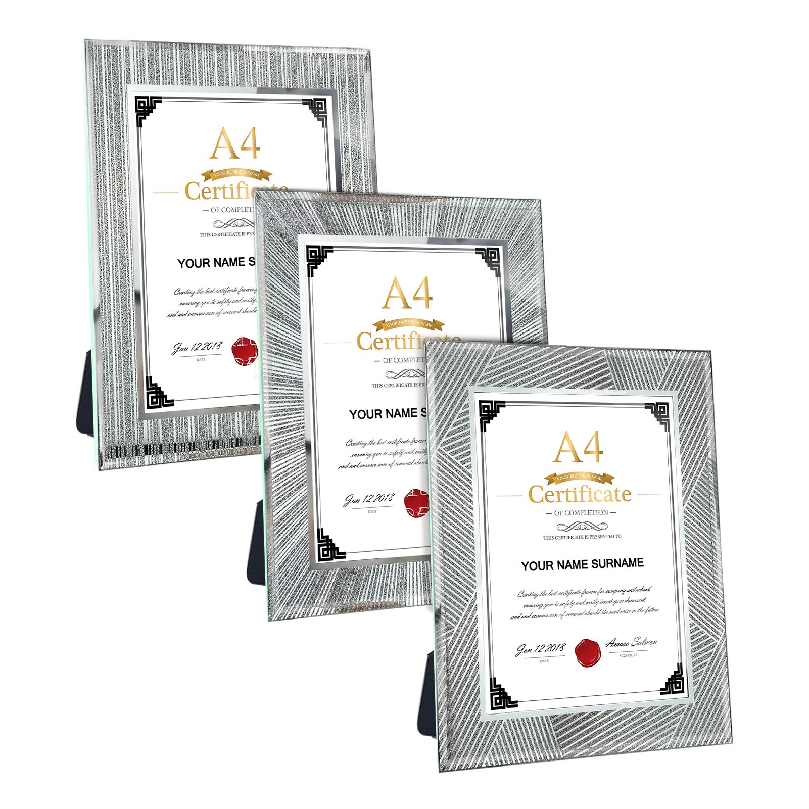 Buy HORLIMER A4 Frame for Photo, Silver Bling, op 3 Pack Cristal