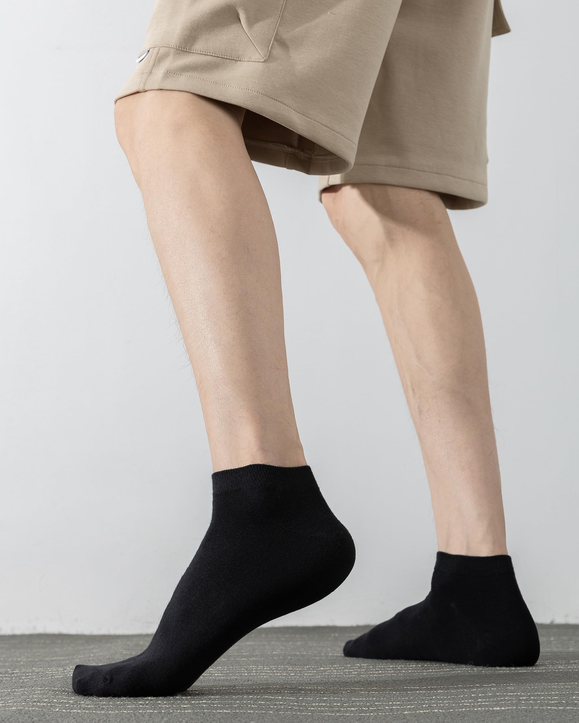 DarkCom Low Cut Ankle Socks for Women and Men, 8 Pairs Thin Seamless Cotton, Size 9-13, Black