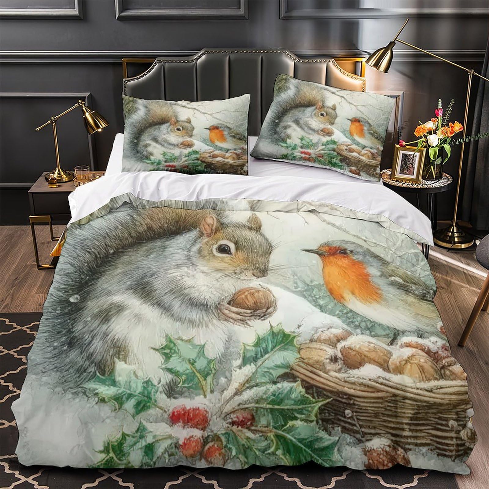 Housse de couette fermeture éclair et parure de lit 3D hypoallergique 200x200