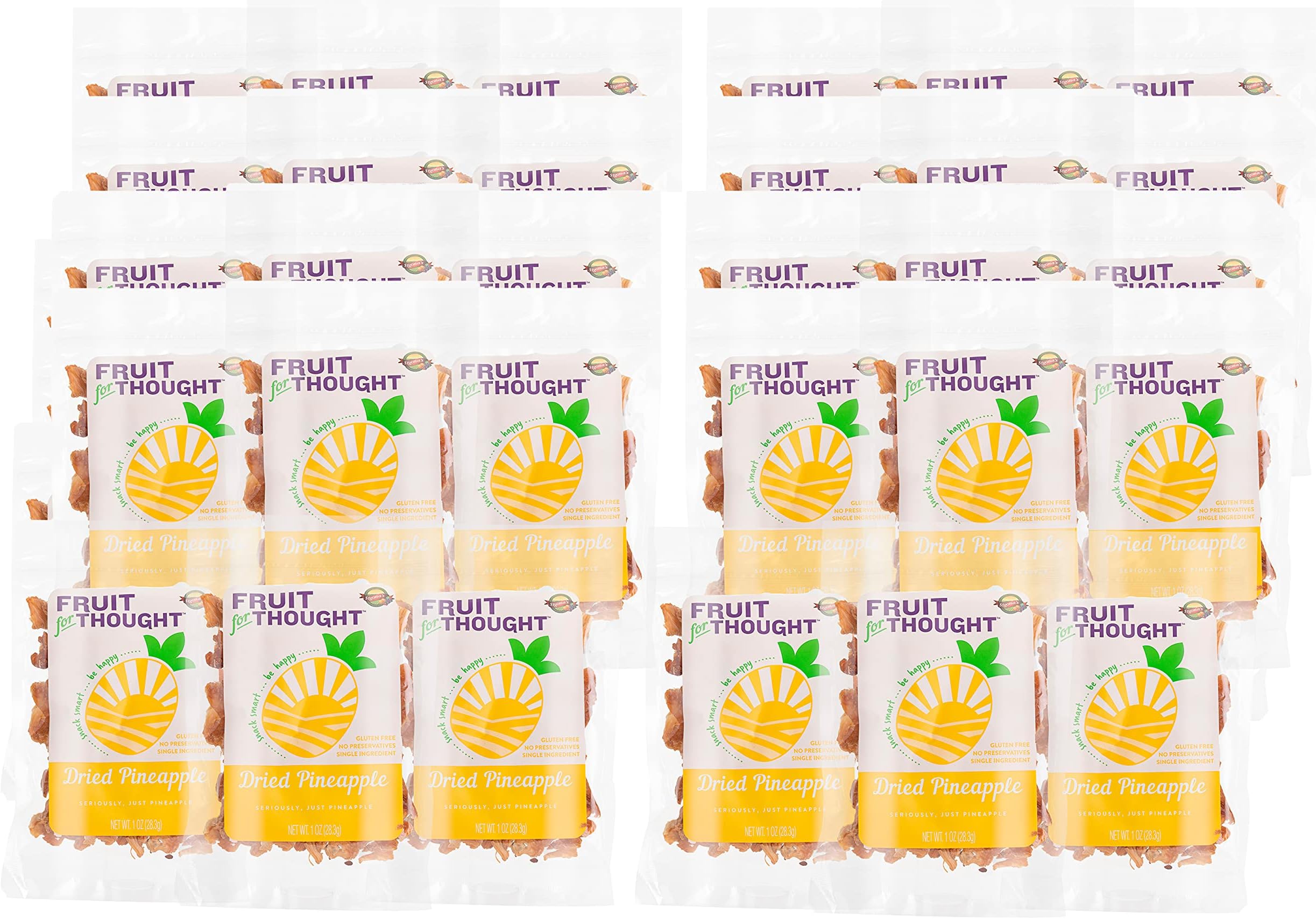 Fruit for Thought Dried Pineapple | Dried Fruit Snack Packs Ideal for the Family | At Home, Work, or On The Go | 1 Ounce Bags Pack of 48