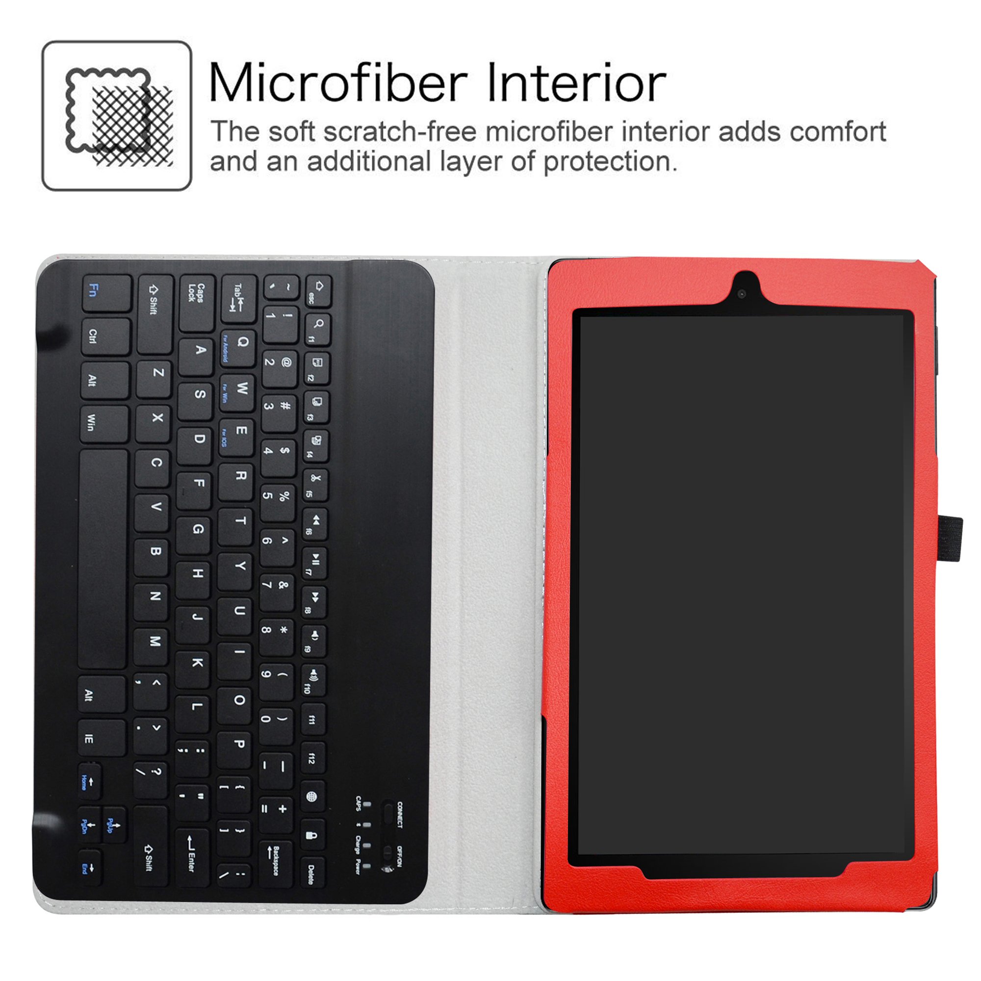 LiuShan per Fire HD 10 Custodia,Staccabile Tastiera QWERTY (Layout Inglese) Custodia per Fire HD 10 Android Tablet(5th /7th /9th Generation) 10.1 Pollici Tablet,Rosso