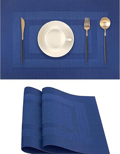 Miniatura 12 de Juego de 2 manteles individuales beige, resistentes al calor, antideslizantes para mesa de comedor, lavables, duraderos, de PVC, vinilo tejido