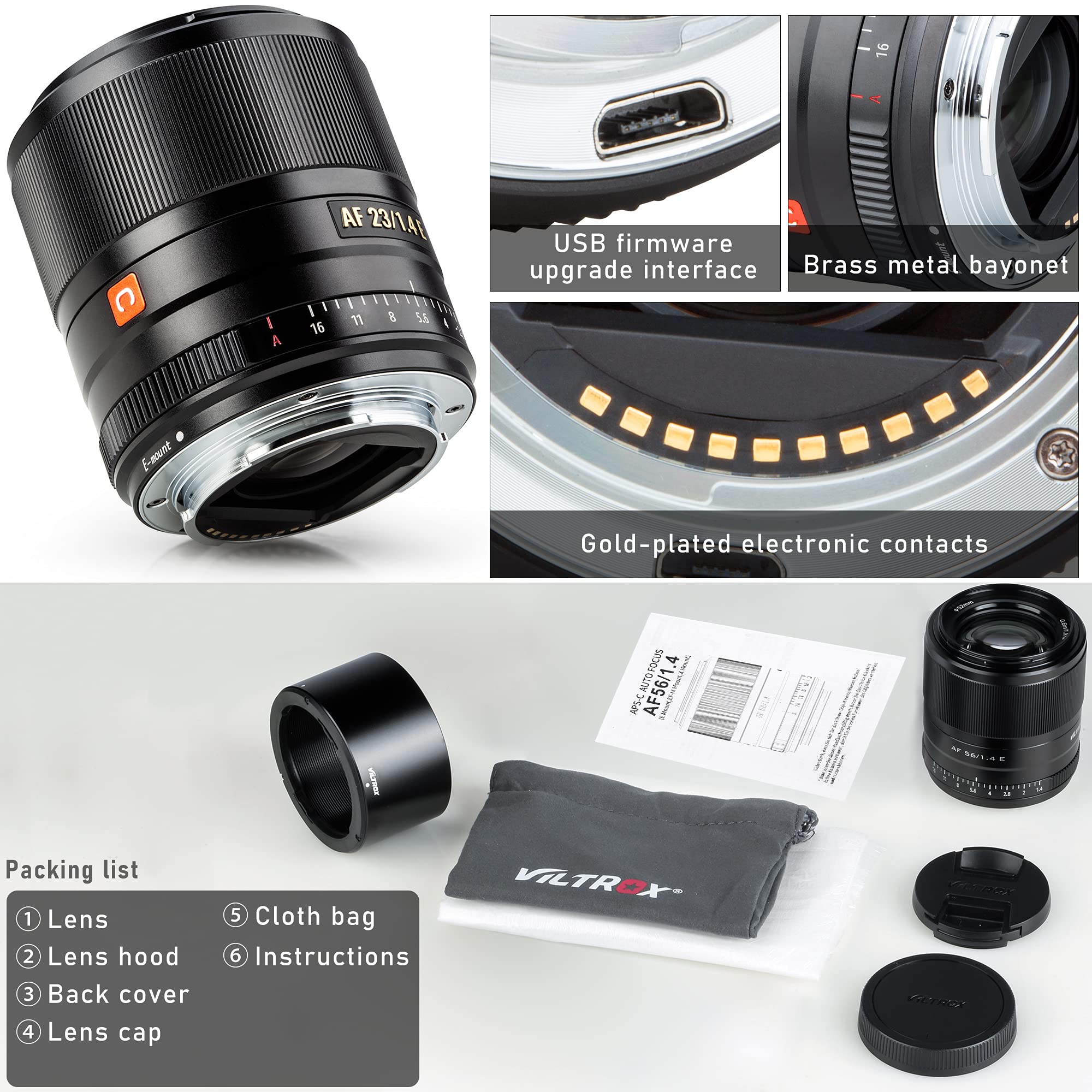 Amazon.com : VILTROX AF 56mm F1.4 E Lens for Sony E Mount, f/1.4