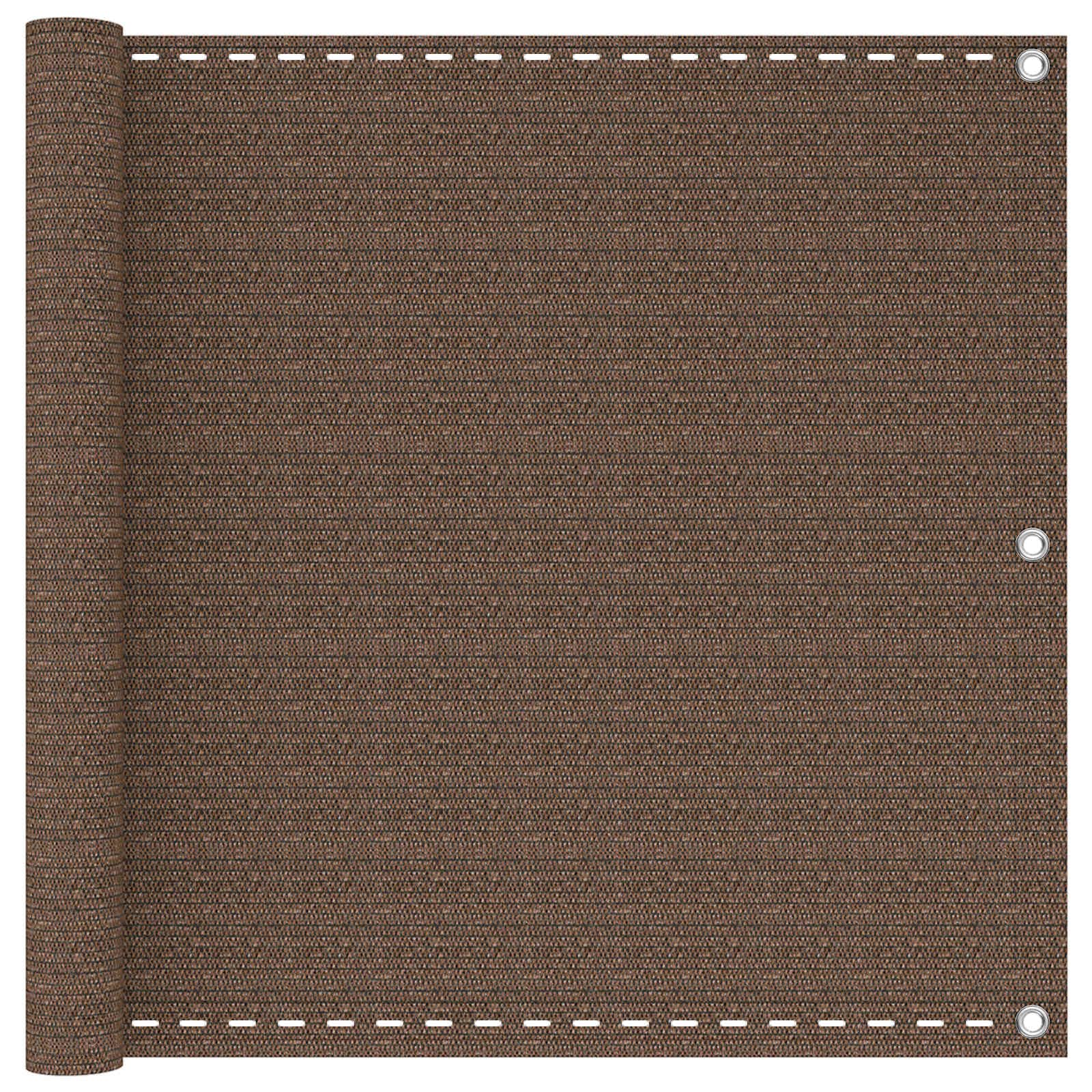 vidaXL Balcony Privacy Screen, Brown, 75 x 700 cm, HDPE and Aluminium, Garden Privacy Fence, Modern Outdoor Shielding, UV-Resistant Privacy Wall, Easy to Assemble
