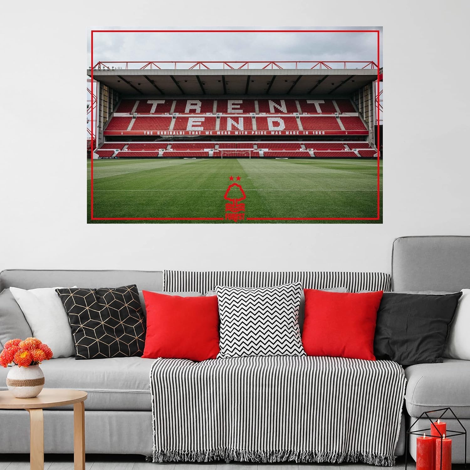 Themed Red Nottingham Forest Fc - Stadium Trent End Wall Sticker (60Cm Width X 40Cm Height)