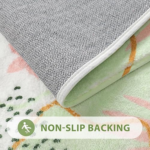 Miniatura 3 de Uphome Alfombra de baño abstracta con diseño bohemio, color verde pálido, antideslizante, larga, moderna, suave, lavable a máquina, bonita alfombra