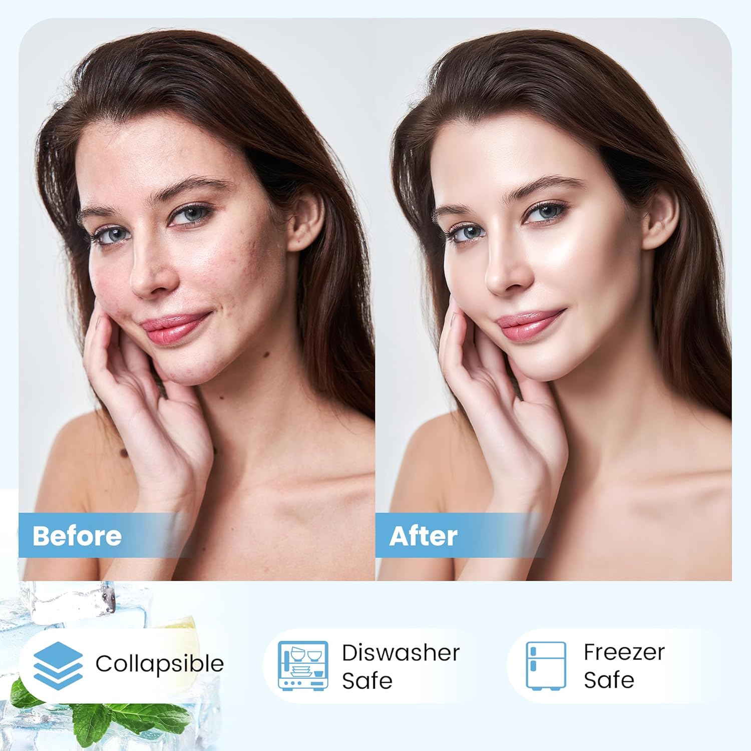 Face Bowl for Ice - Ice Face Plunge Bowl Collapsible, Silicone Facial Tub for Cold Water Therapy, Large Portable Ice Bath Basin for Skin Tightening, Puffiness Relief, Dunking and Rejuvenation, Unisex - Image 3