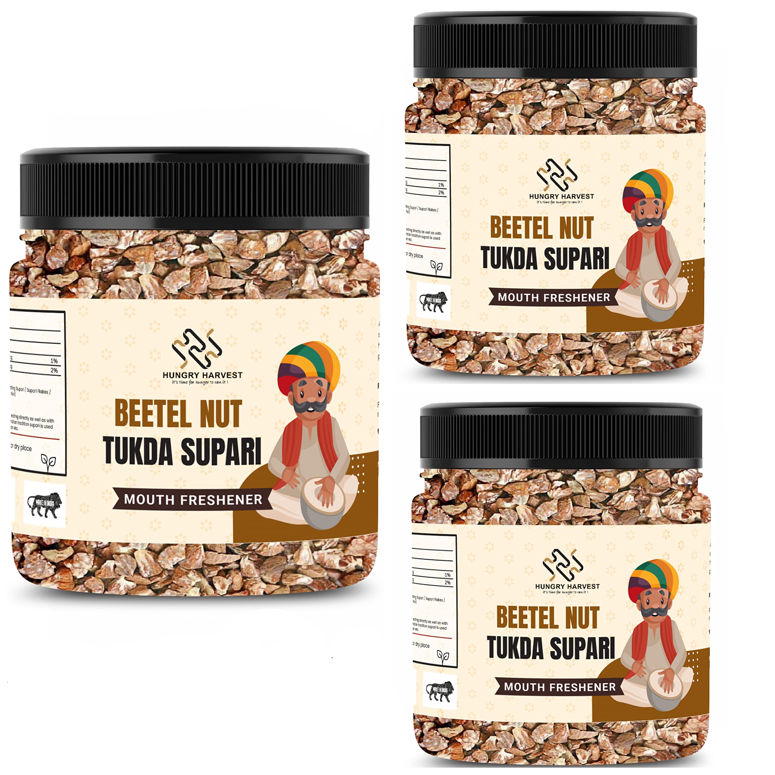 Hungry Harvest Supari Tukda/Betel Nut/Arecanut Bites |Kachhe Supari Tukda/Tukda Supari [Jar pack] (750 Grams (Pack of 3 of 250 Grams))
