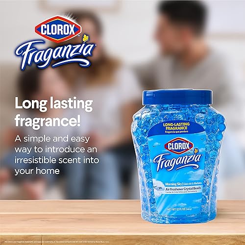 Miniatura 3 de Clorox - Aromatizante de ambiente en perlas de gel cristal Fraganzia, con duradero aroma a Cielo Matutino, para hogar, baño o automóvil, paquete