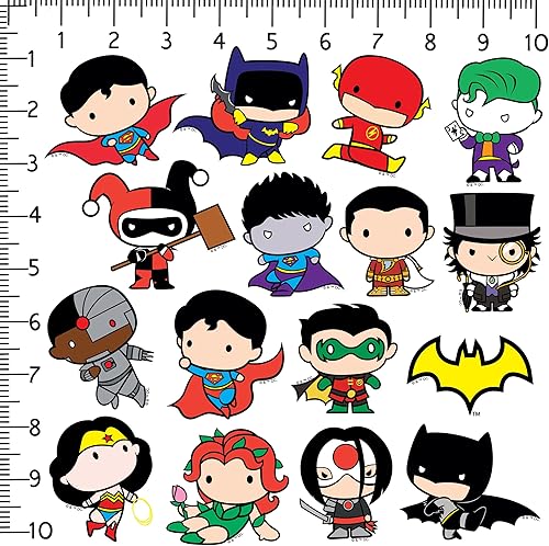 Miniatura 2 de Paquete de 50 calcomanías de superhéroes de la Liga de la Justicia Chibi de 50 unidades, paquete variado de calcomanías grandes de lujo, para