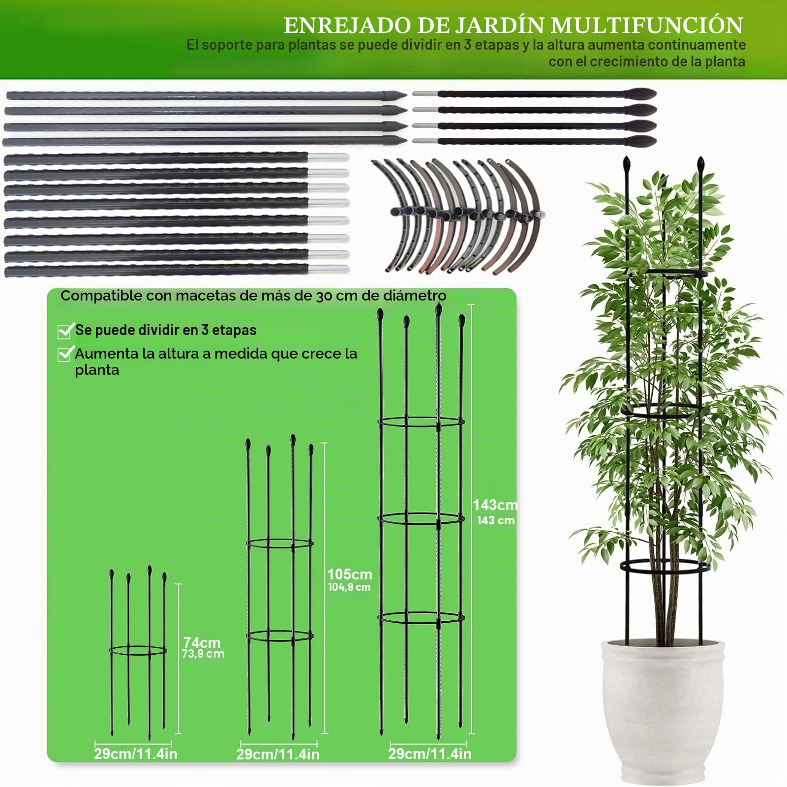 Apoyo para Plantas,Jaula para Plantas de Tomate,Escalada Vegtables,Flowers,Fruit Grow Cage,Soporte Inoxidable Estable,Adecuado para Todo Tipo de Plantas trepadoras,Guardián de Las Plantas