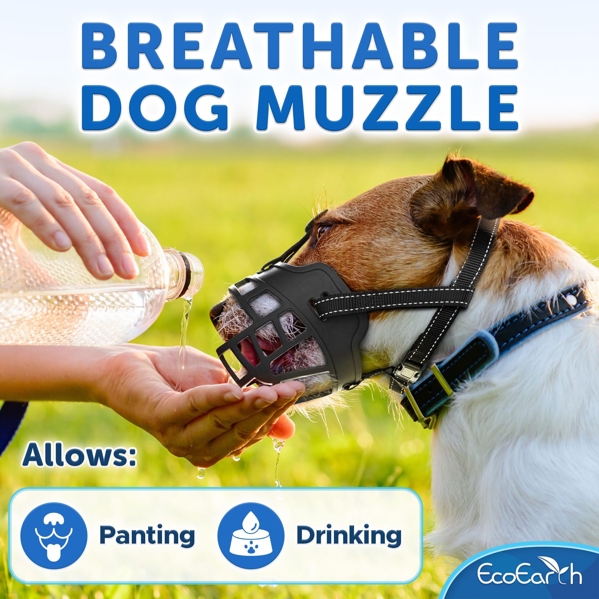EcoEarth, Dog Muzzle, for Large Sized Dogs, Black, Soft Basket Muzzle with Adjustable Strap - Image 2