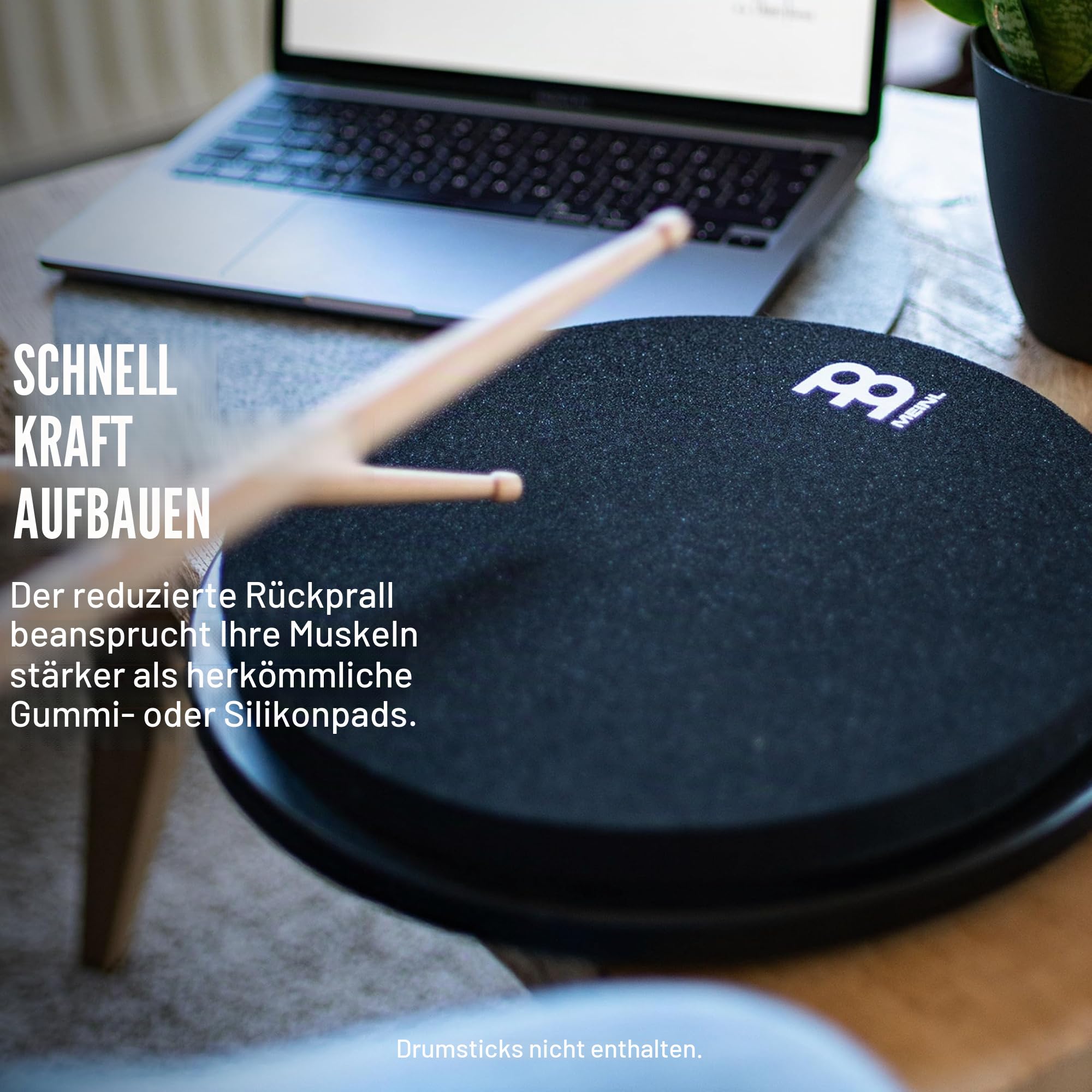 Meinl Cymbals Marshmallow Übungspad 12 Zoll (30,48cm) leises Drum Practice Pad, mittlerer Rebound, montierbar auf Becken Ständer und Stativ – Schwarz – Schlagzeug und Percussion Zubehör (MMP12BK)