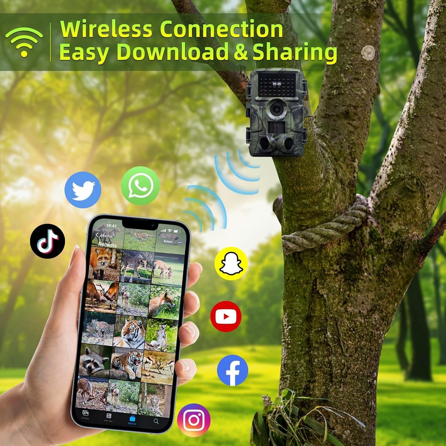 PR4000W Trail Camera WiFi 60MP 4K Game Camera for Wildlife Deer Scouting Hunting or Property Security, Camo - No Glow Night Vision Motion Activated Waterproof