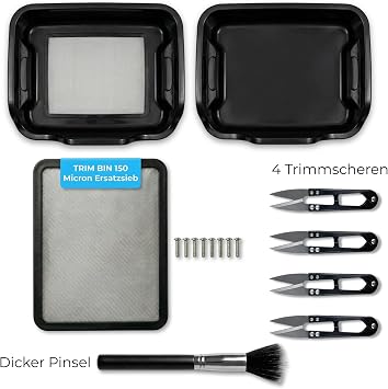 Tiny Farm Premium Trim Bin Set with 150 Micron Replacement Strainer, Pollen Sieve, Trimming Tray with Trimming Scissors, Trimming Tray and Dry Sift Sieve, Trim Tray, Harvester Grow (Trim Bin Set +