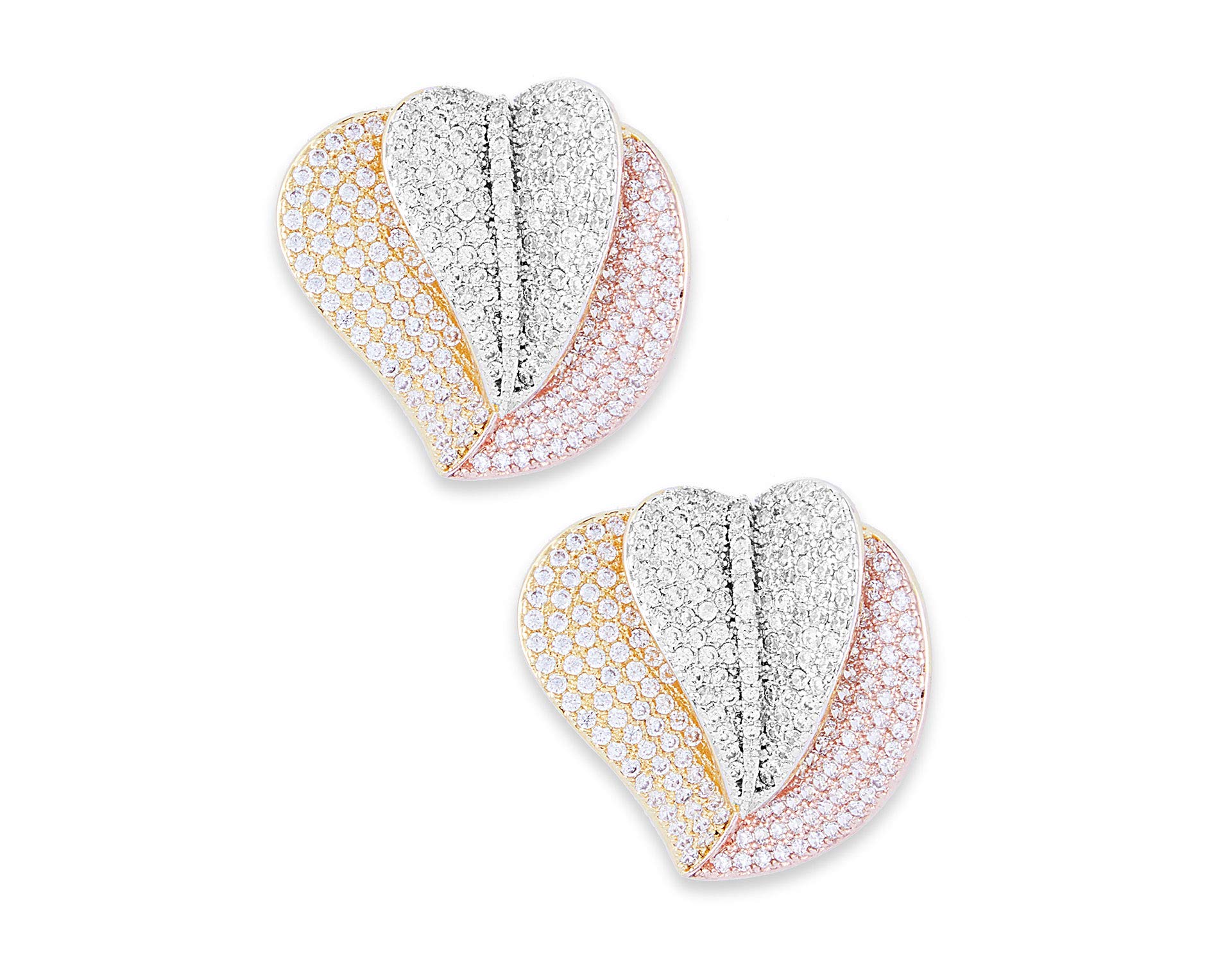 Shaze Gold Serpent Leaf Rhodium Plated Copper Earrings for Women