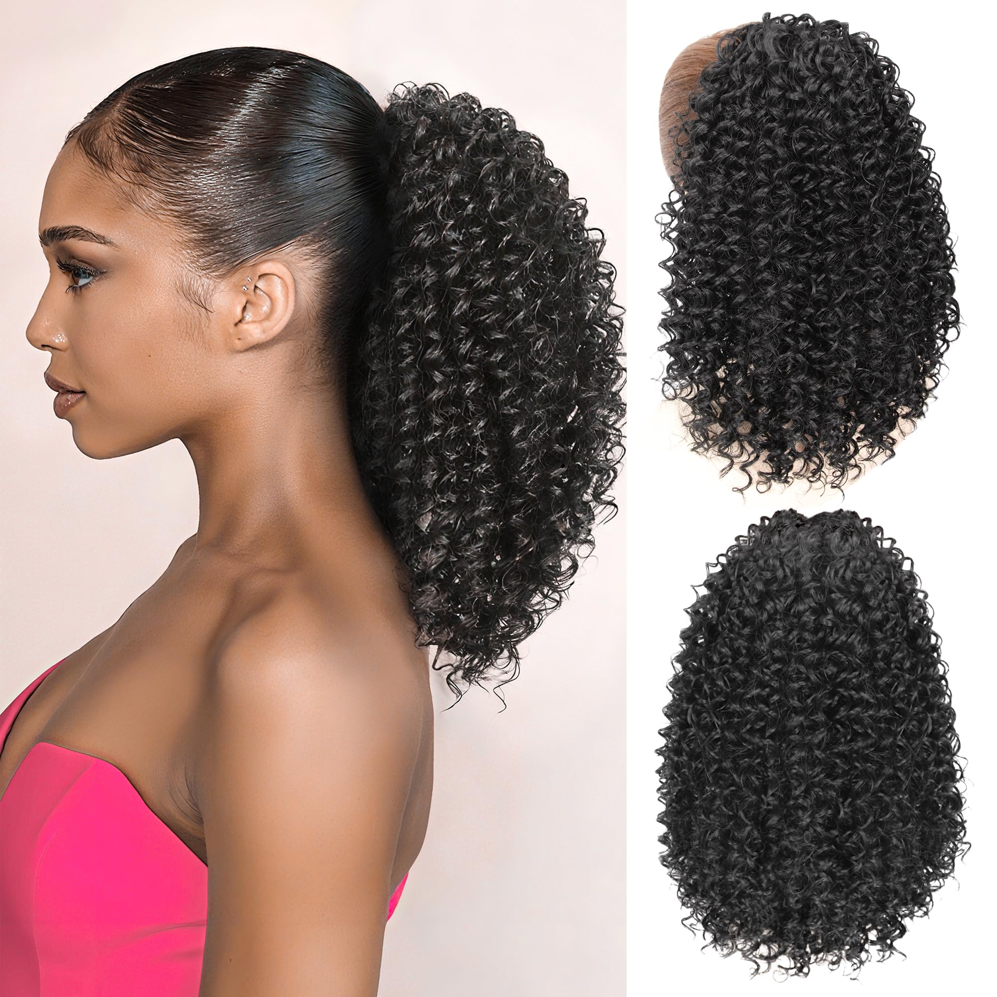 Photo 1 of ZAVIDE Drawstring Ponytail Hair Extension, Curly, #1B
