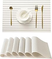 Vista 72 de Leetaltree - Juego de 6 manteles individuales, resistentes al calor, antideslizantes, para mesa de comedor, lavables, duraderos, tejido de PVC Azul