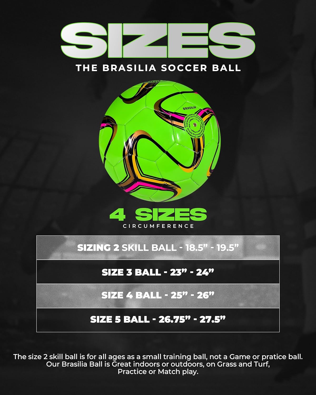 American Challenge Brasilia Soccer Ball – Professional Training Soccer Ball for Grass Fields – Durable TPU Machine Stitched Soccer Balls – Sizes 2, 3, 4 & 5 – Outdoor Practice & Match Play