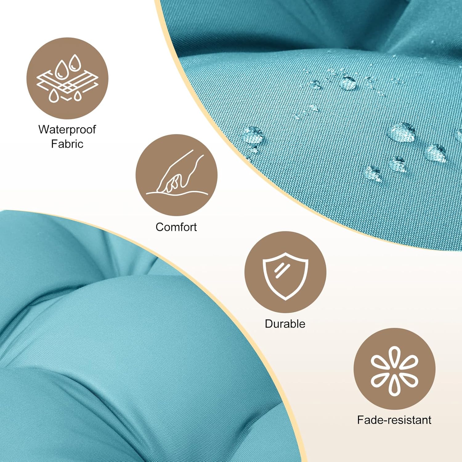 Breathable Dark Gray Egg Chair Cushion Replacement Weather-Resistant Hanging Basket Swing Chair Cushion for Outdoor Patio Indoor Conservatory Balcony Furniture