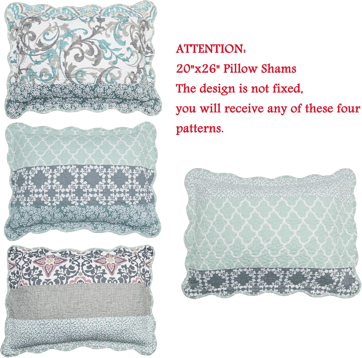HESTIN Bedspread Plus Throw (10 Pieces Set), Lightweight Reversible Microfiber Quilted Coverlet with Floral Design for All Season, Mint Green Plant, Oversize (122" x 106")