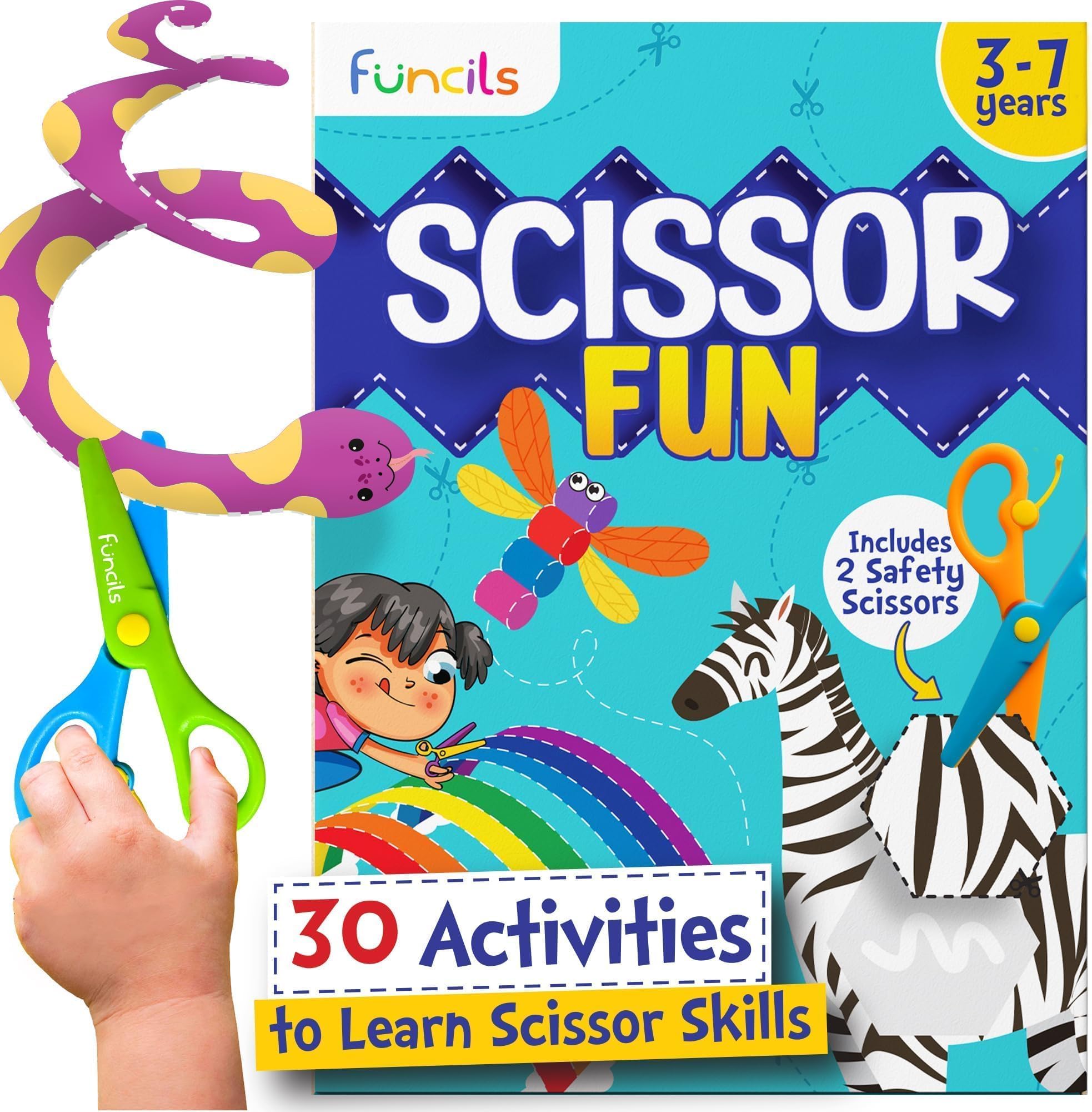 Toddler Scissor Skills Kit - Kids Safety Scissors, Fine Motor Toys