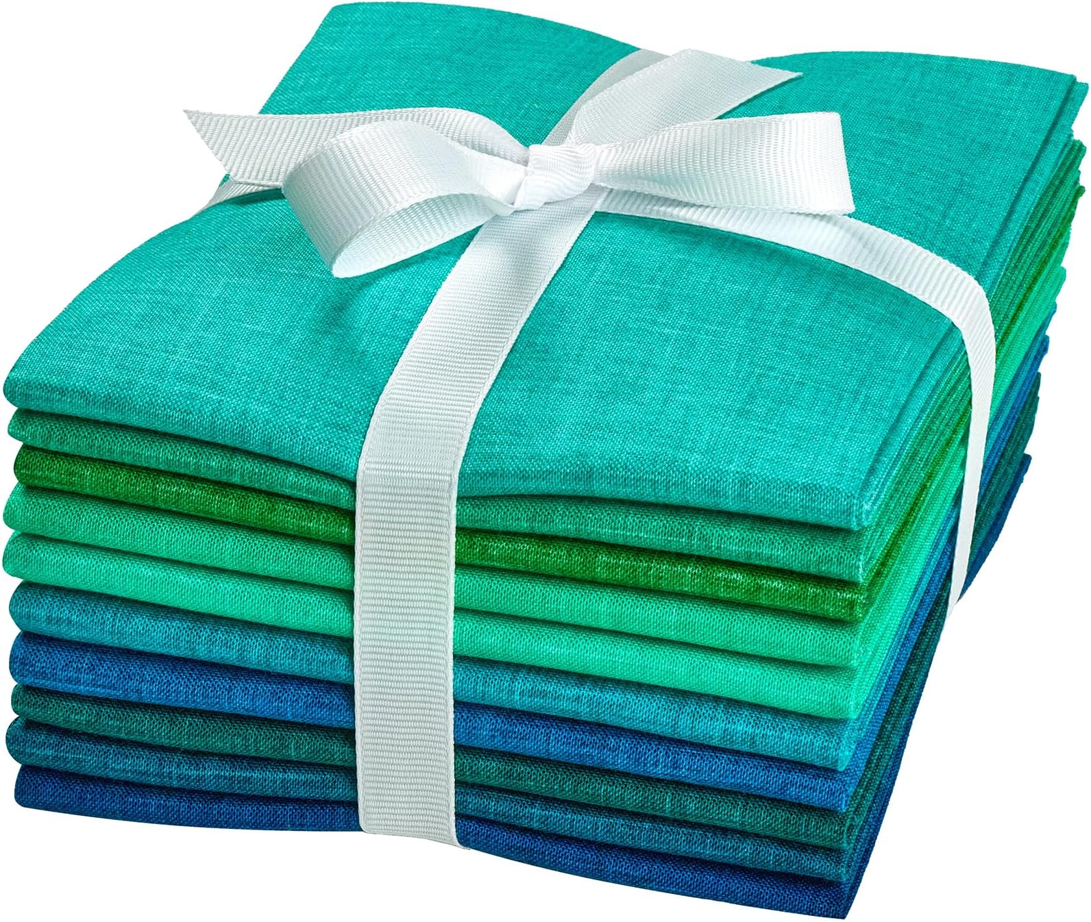 11 Options Solids with Tweed Tonals-Assorted Color Cotton Quilting Fabric Bundles 10pcs Fat Quarters 18"x21"-Medium Weight 5.2oz-for Quilting, Sewing and Crafts-Midnight Oasis(Greens+Blues)