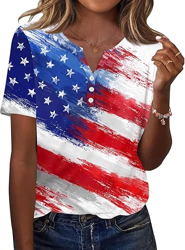 250 Anniversary USA Short Sleeve Tops for Women Patriotic Womens Summer Going Ou