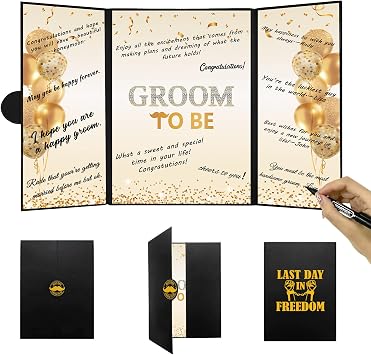 DARUNAXY Black Gold Groom to Be Alternative Signature Guest Book