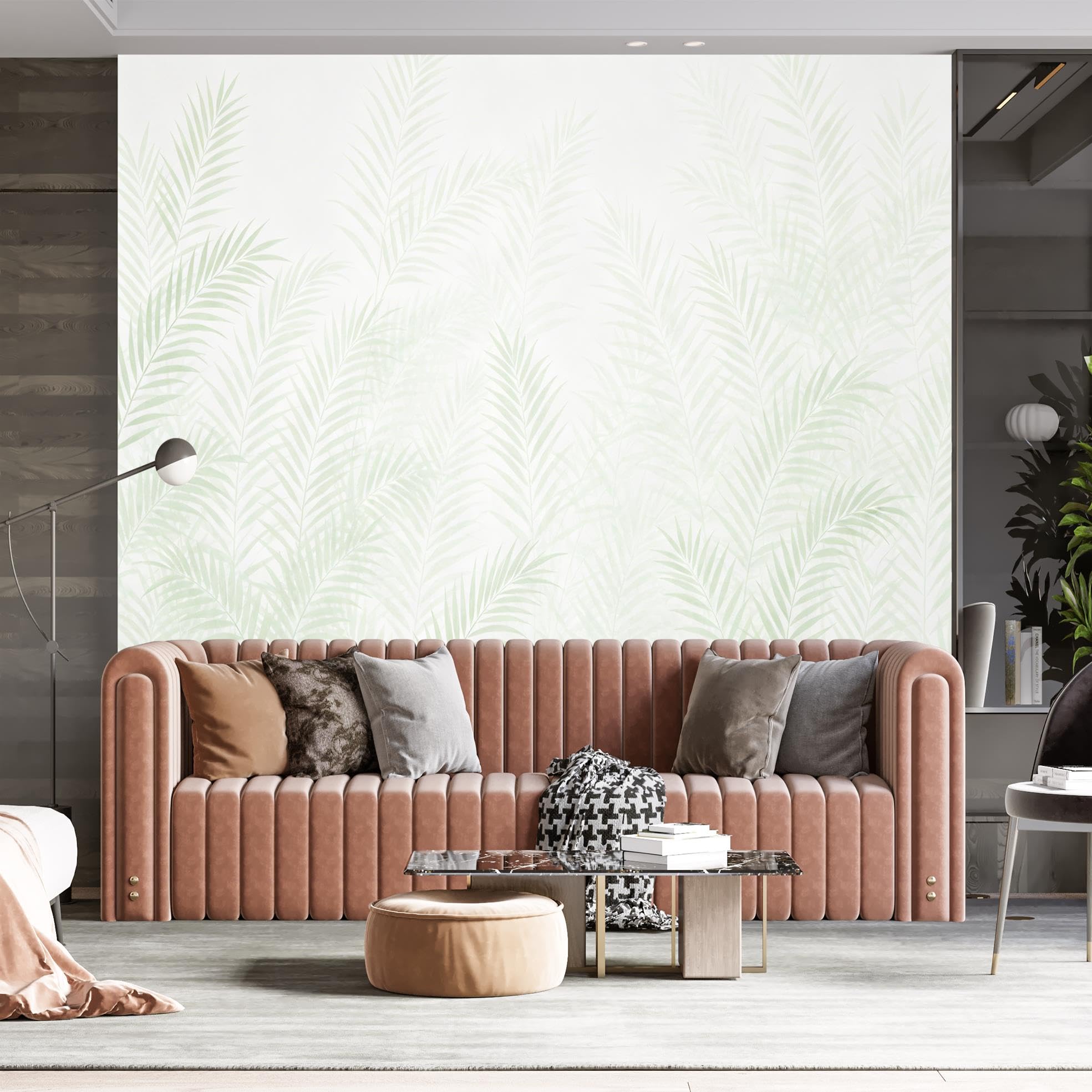 Self Adhesive Wallpaper, 280X180Cm(Wxh) Green Palm Leaf Photo Wallpaper Peel And Stick Poster Waterproof Removable Vinyl Wall Mural For Furniture, Kitchen Worktop, Windowsill Green Palm Leaf 280X180C