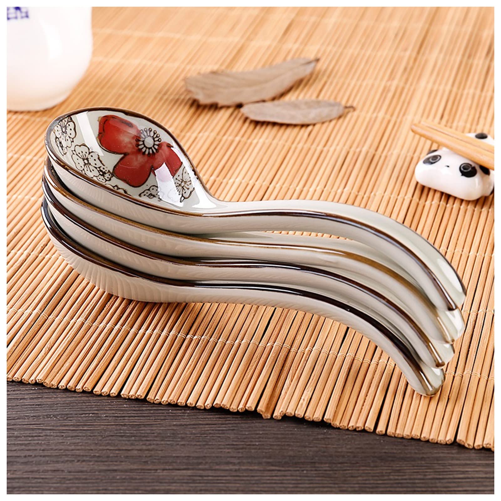 Łyżki do herbaty, kawy, zupy, łyżki do zupy, 4 szt., 16 cm, zestawy obiadowe z porcelany kostnej, zestaw obiadowy, łyżka wiatrowa, ceramiczna, łyżka z długą rączką, łyżka do mieszania, łyżki do zupy,