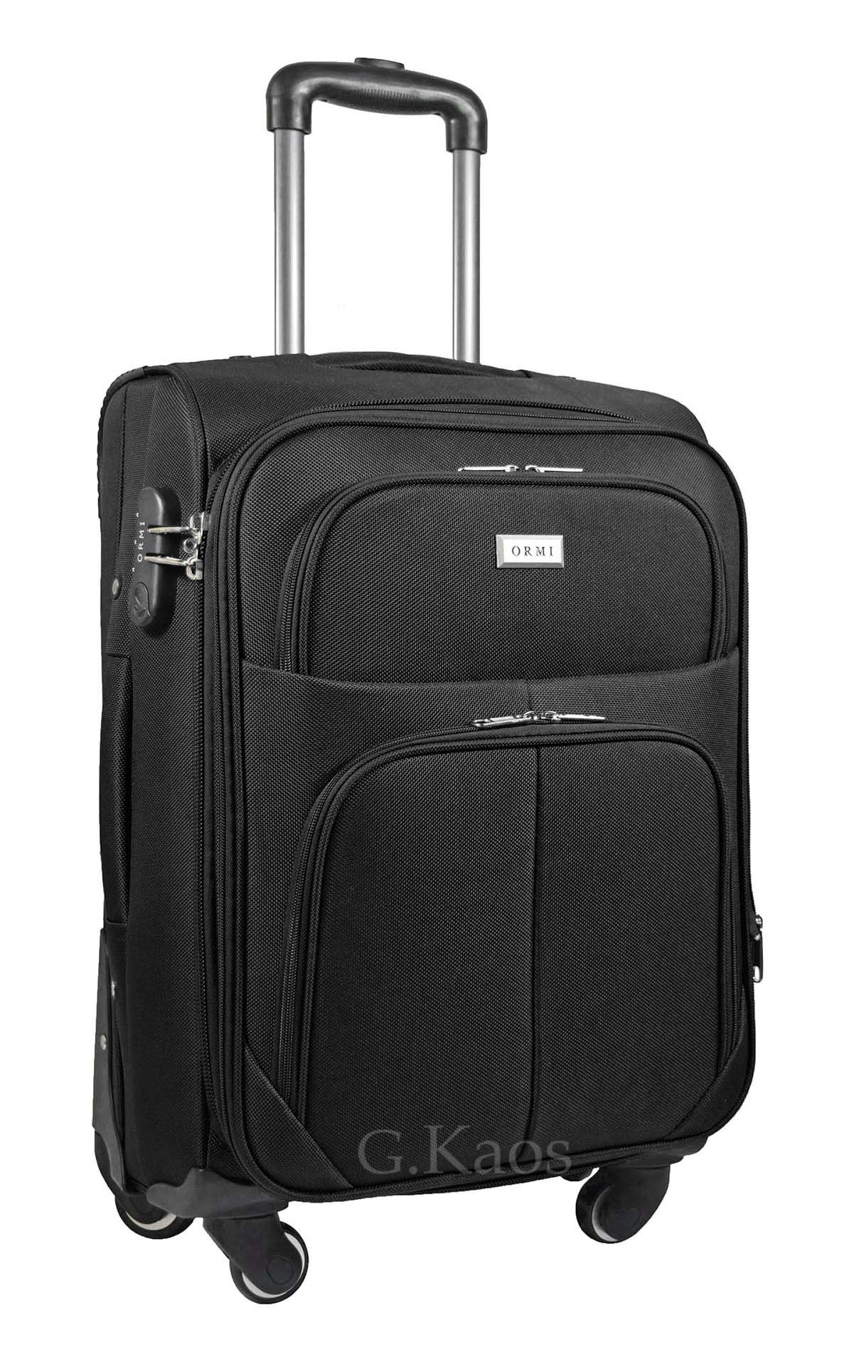 Trolley valigia set valigie semirigide set bagagli in tessuto super leggeri 4 ruote piroettanti trolley piccolo adatto per cabina con compagnie lowcost art.214 (Nero)