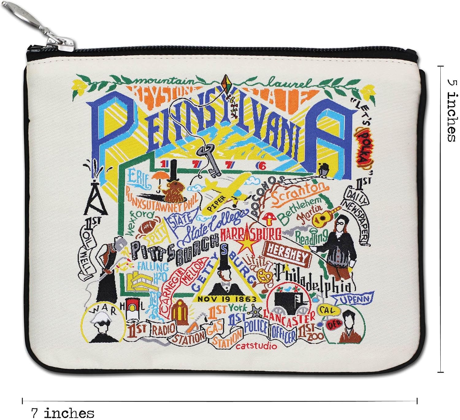catstudio Pennsylvania Zip Pouch - Natural | 5" x 7"