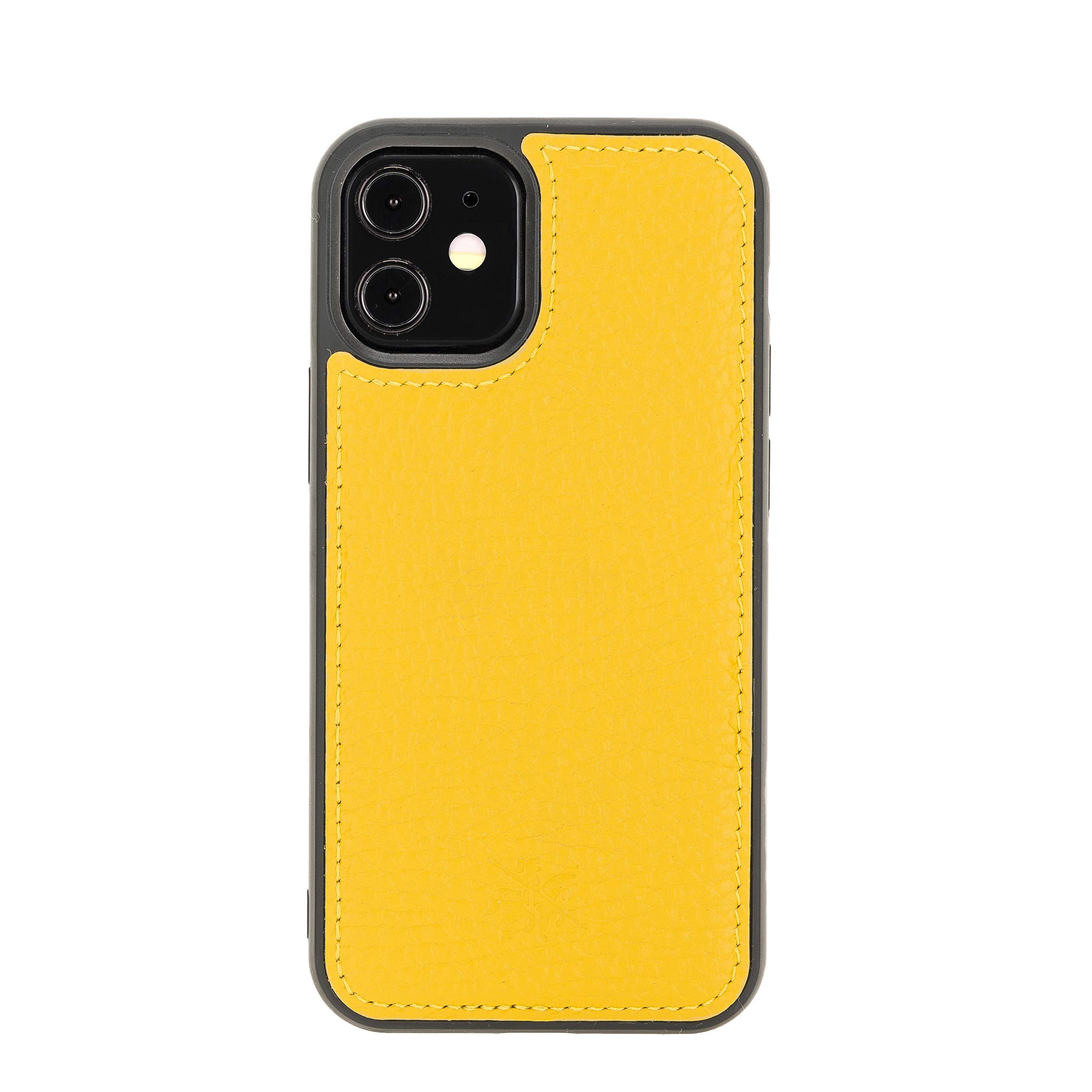 Venito Lucca Leather Case Compatible with iPhone 12 Mini (5.4 inch) – Extra Secure with Padded Back Cover (Yellow)