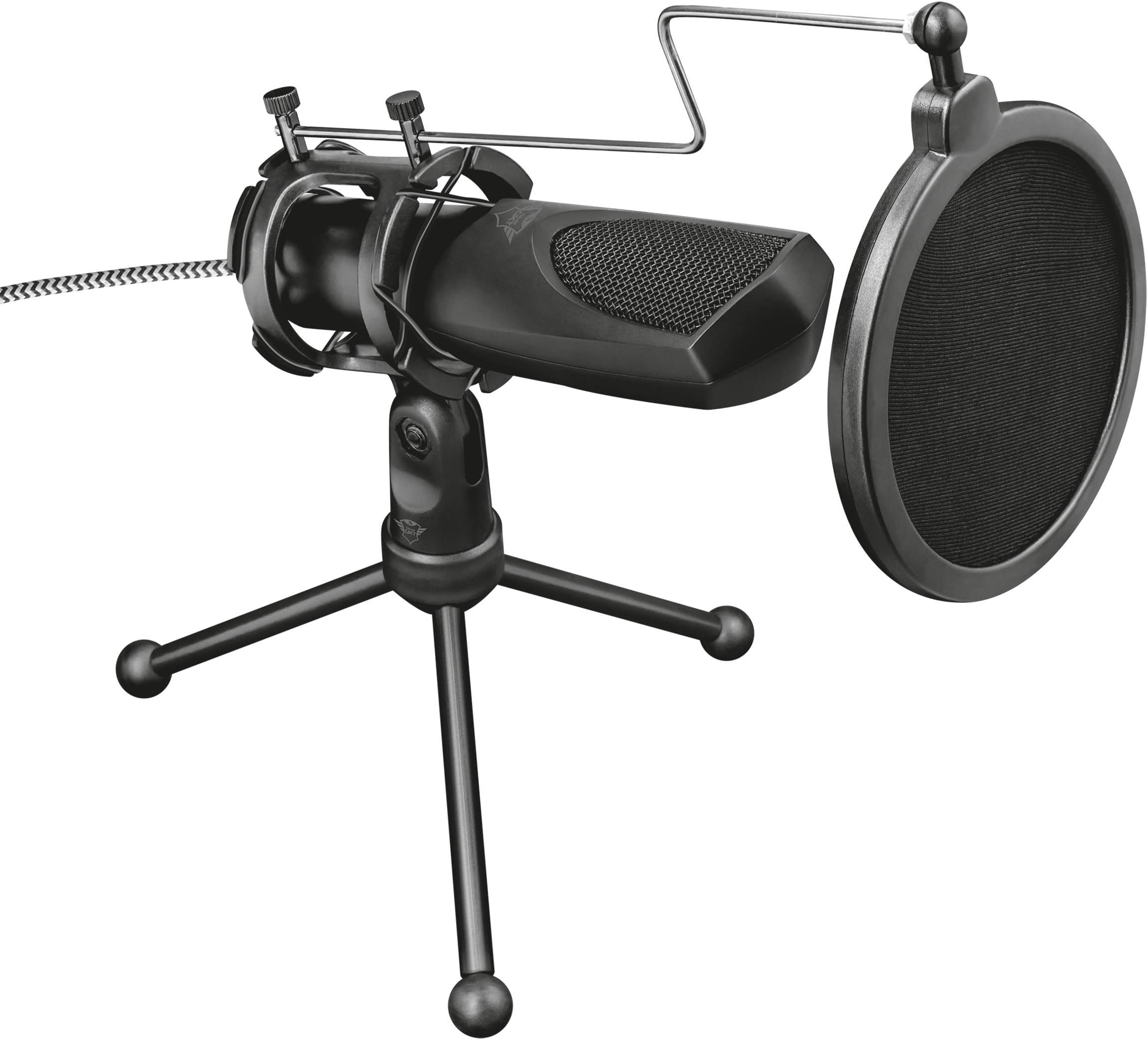 Trust Gaming GXT 232 Mantis Streaming Gaming Microphone for PC, PS4 and PS5, USB Connected, Including Shock Mount, Pop Filter and Tripod Stand, Black