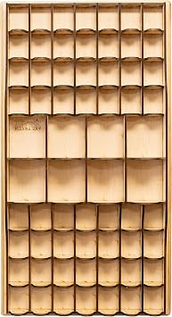 Hip Flask Plus 62 Slot Miniature Display Kit for Collectibles Assembly Required - 32x17 Raw Wood
