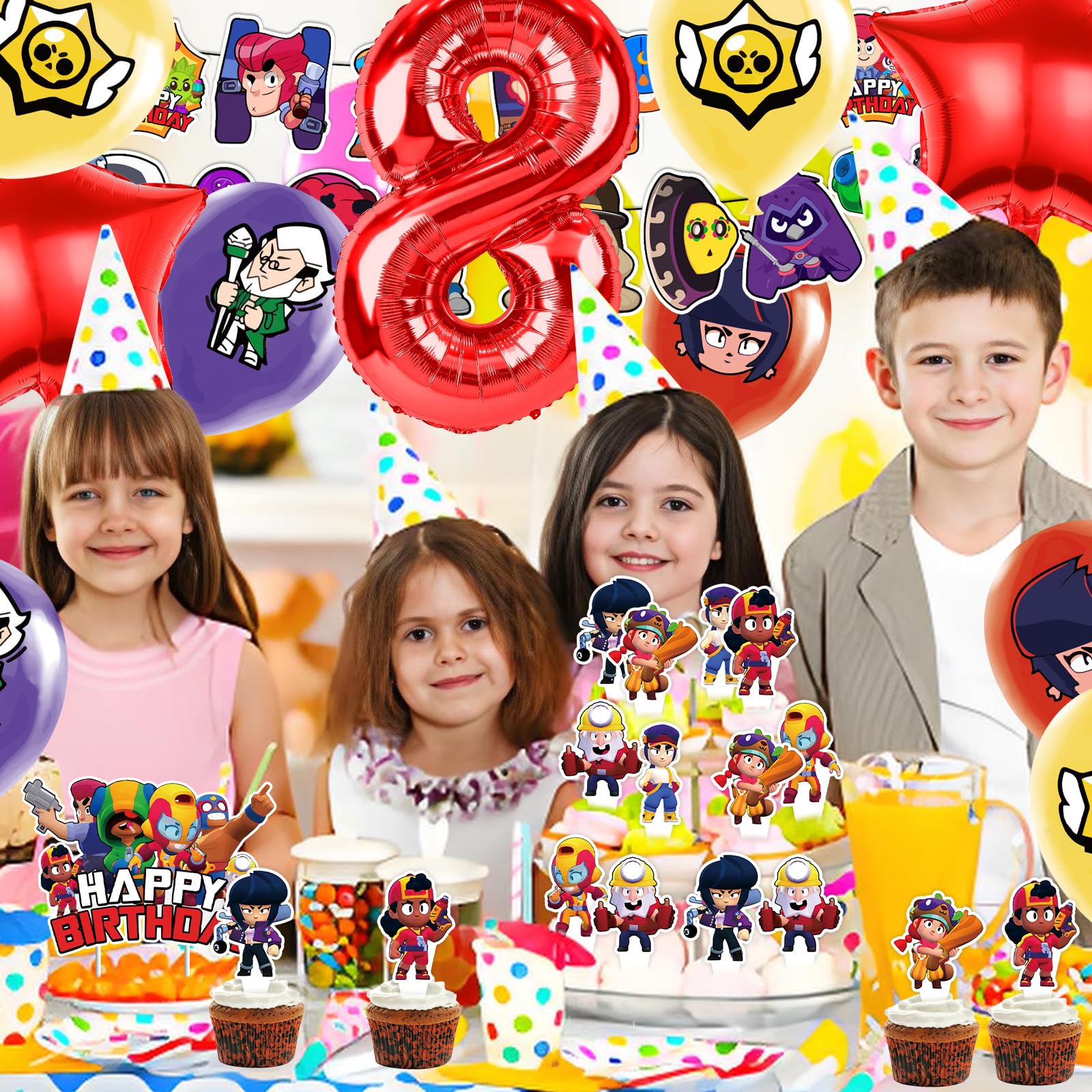 45 stuks Bral Strs verjaardagsdecoratie 7 jaar jongens, ballonnen